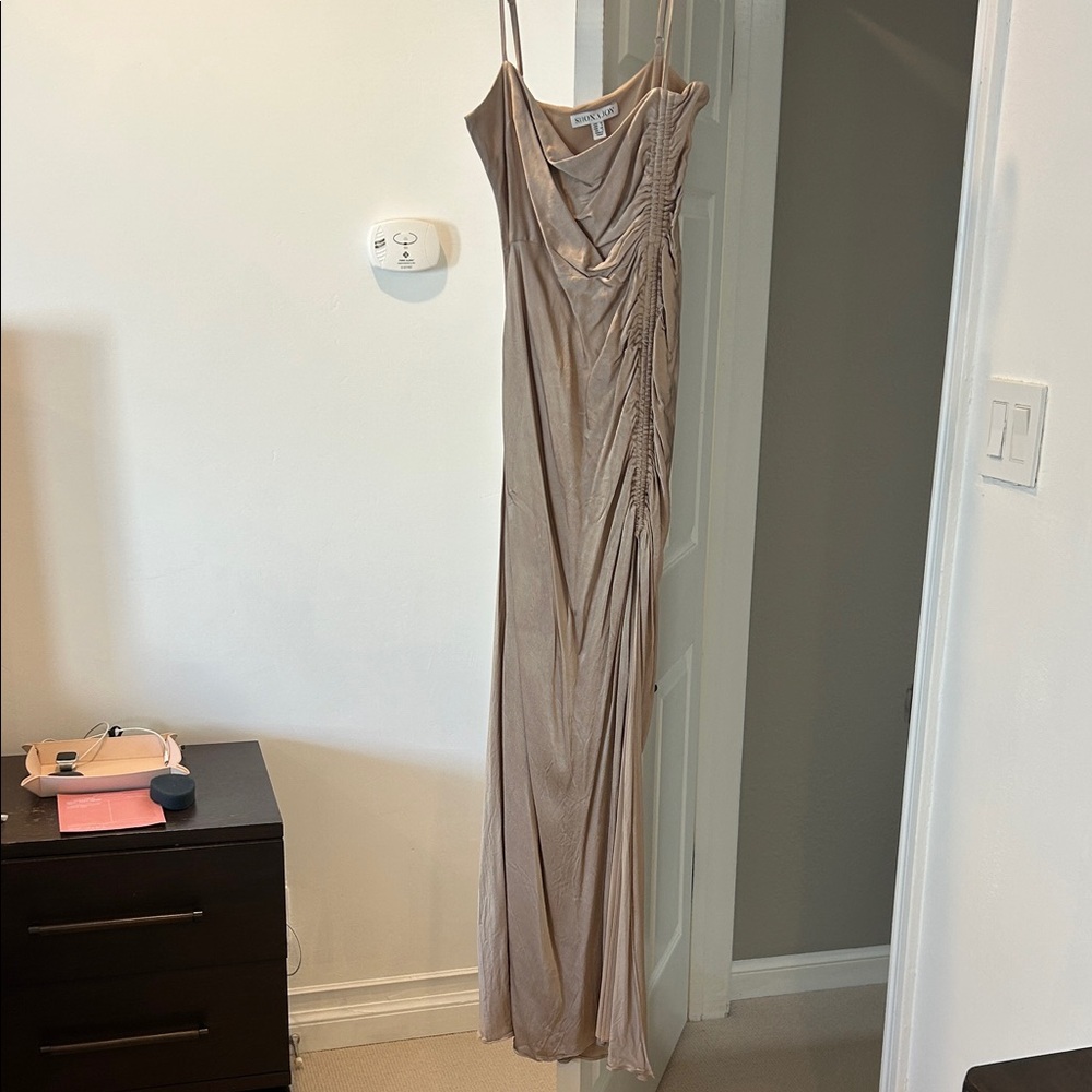Shona Joy Metallic Tan Maxi Dress